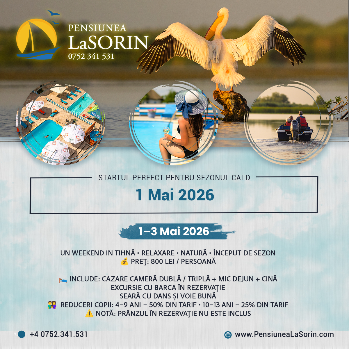 Oferta 1 Mai Murighiol – start de sezon în Delta Dunării la Pensiunea La Sorin