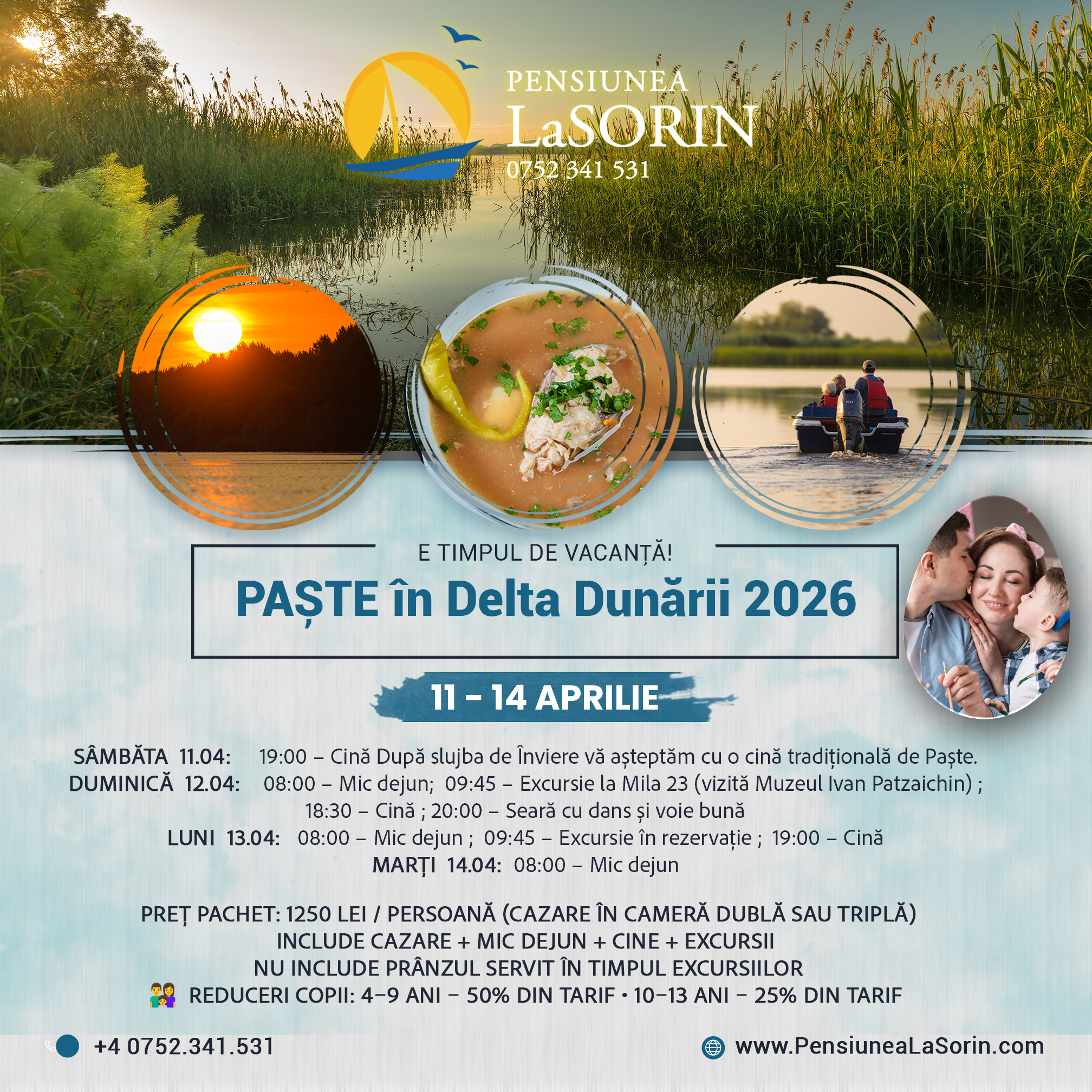 Oferta Paște Murighiol – sejur în Delta Dunării la Pensiunea La Sorin